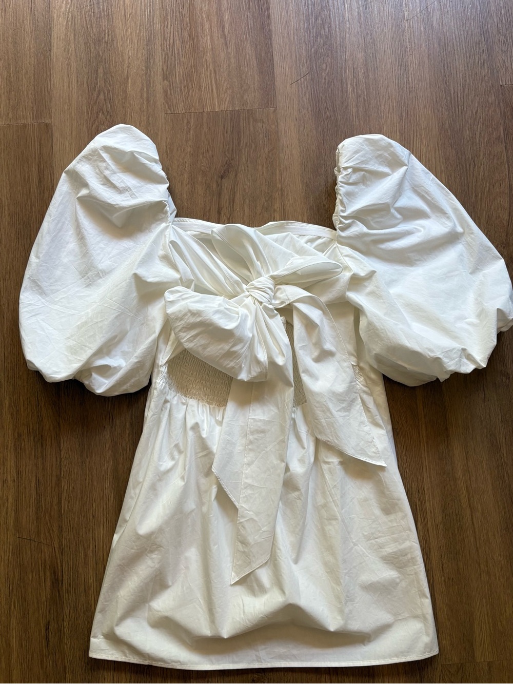 Free People x Mare Mare Bella White Puff Sleeve Bow Mini Dress XS NWT - Picture 16 of 16